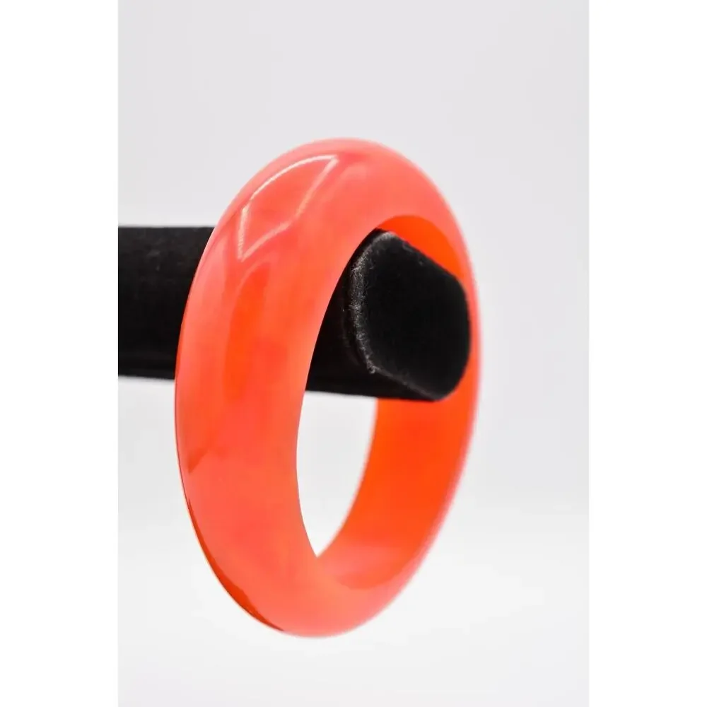 Vintage Bakelite Bangle Bracelet Lucite Chunky Burnt Orange Rust Bold 1980s Bin4